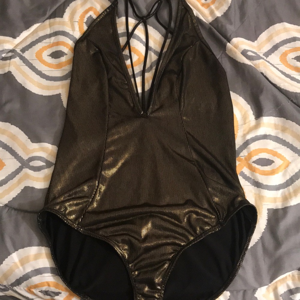 Urban Outfitters black and gold leotard